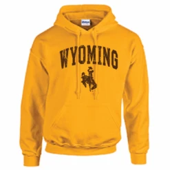 Wyoming Cowboys Traditional Distressed Hoodie – Gold