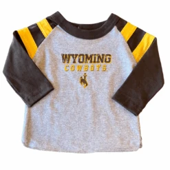 Wyoming Cowboys Infant Raglan L/S Tee – Grey/Brown/Gold