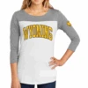 Wyoming Cowboys Women’s 3/4 Sleeve Tee – White/Grey -Sportswear Discount Store 61505