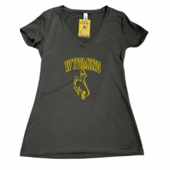 Wyoming Cowboys Women’s S/S V-neck Tee – Dark Grey