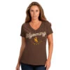 Wyoming Cowboys Women’s Run V-Neck S/S Tee – Brown -Sportswear Discount Store 6J220725 UWY f