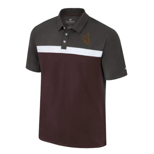 Wyoming Cowboys Two Yutes Polo – Grey/Brown/White -Sportswear Discount Store COPS11525C WYOM MF