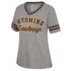 Wyoming Cowboys Lana Oversized V-Neck Tee – Grey/Brown -Sportswear Discount Store COTS31192HG WYOM MF
