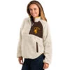 Wyoming Cowboys Skybox Sherpa Half Zip – White/Brown -Sportswear Discount Store NM220309 UWY f