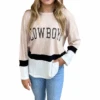 Wyoming Cowboys Women’s Block Tee L/S – Stone/Black/White -Sportswear Discount Store WAFFLE