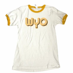 Wyoming Cowboys Women’s S/S Ringer Tee – White/Gold